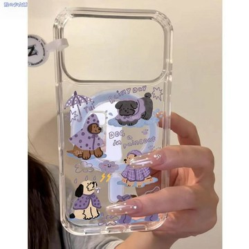 紫色雨衣小狗適用蘋果17Pro手機殼iPhone16/14可愛15Plus創意13潮