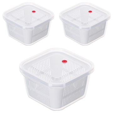 KEYWAY 聯府 小方型保鮮盒 970ml  1個容器 + 1個蓋子 + 1個瀝水籃  3個