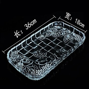 長方形客廳茶盤家用水杯托盤圓形盤玻璃平盤玻璃水晶茶盤透明果盤