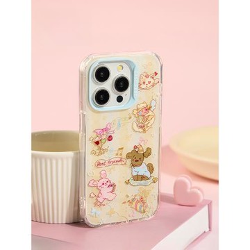 殼試驗happy time雙層印花適用iPhone17pro卡通手機殼蘋果17promax16pro新款創意16promax可愛15pro萌系14pro