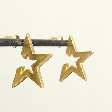 星型圈形耳環 / 黃銅 047