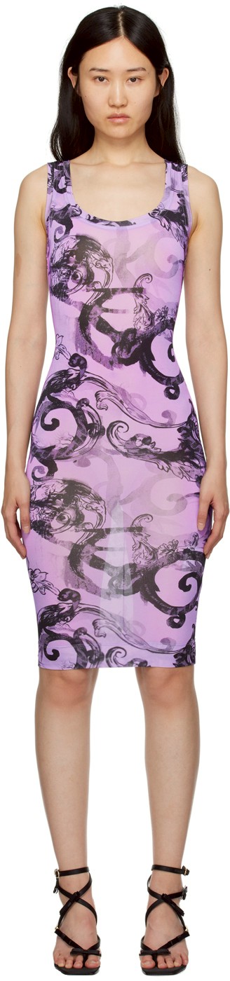 Versace Jeans Couture 紫色 Watercolour Couture 连衣裙