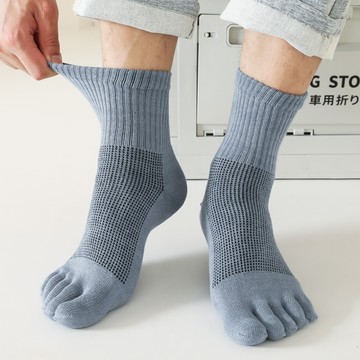 左右襪業 80%精梳棉男五指襪四季款棉襪分趾襪中筒厚素色襪子簡約吸汗腳趾襪工廠直銷現貨精品