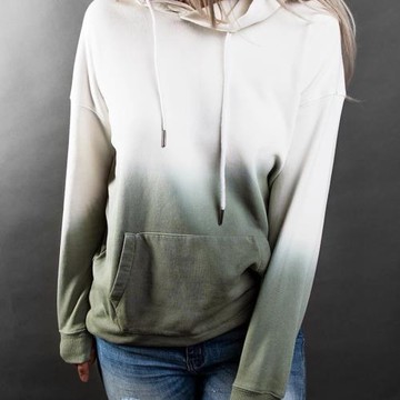 春秋漸變色長袖百搭上衣 寬松扎染印花連帽長袖衛衣 多色可選