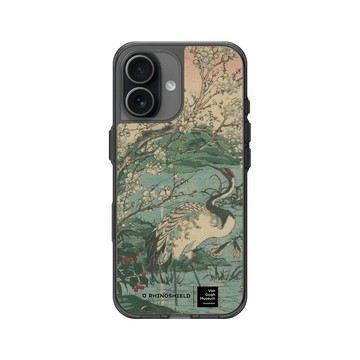 iPhone 17 Clear (相機按鈕) 酷墨灰 - Van Gogh Museum - 鶴與櫻花選自草木花鳥圖會系列
