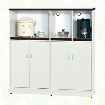 文創集 南亞塑鋼卡安特多彩4.3尺四開門三托盤餐櫃/電器櫃(三色可選)