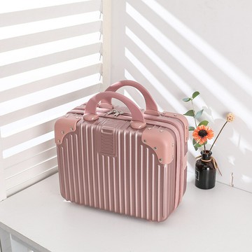 行李箱 拉桿箱 韓版手提14寸行李箱化妝品收納拉桿箱旅行化妝包手提箱包ABS防刮「限時特惠」