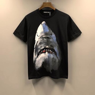 LMSTORE歐美潮牌鯊魚大白鯊休閑寬松短袖潮流半袖男女情侶春夏T恤