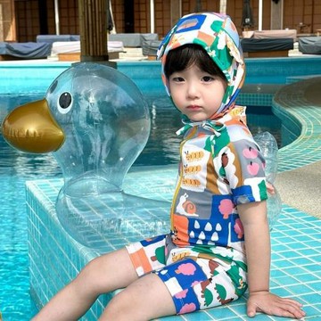韓國男童泳衣夏季新款兒童寶寶連體速干游泳衣可愛卡通游泳套裝潮