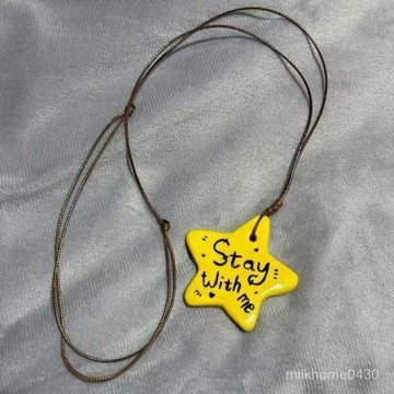 💛限時下殺💛新款簡約百搭黃色星星項鏈彩色多巴胺夏季甜美風潮酷可愛長款項鏈