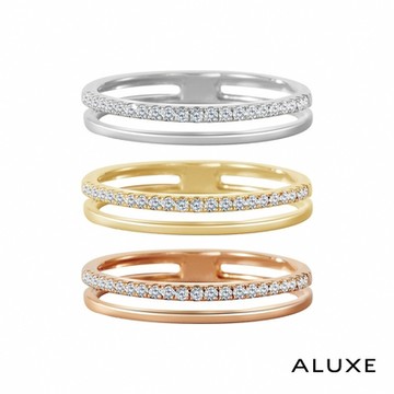 ALUXE 亞立詩 18K金 鑽石戒指 平行排鑽 RW0781