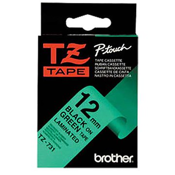 兄弟牌brother謢貝標籤帶/綠底黑字/12mmx8M/TZE-731