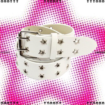 超實惠 腰帶 皮帶 朋克亞文化y2k辣妹雙排星星鉚釘男女同款腰帶皮帶