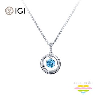 彩糖鑽工坊 IGI 1克拉 彩鑽 鑽石項鍊 藍色鑽石 (培育鑽石 VIVID BLUE 藍鑽)