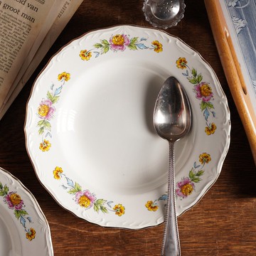 法國M.E.C.花圈浮雕深盤/義大利麵盤/濃湯盤