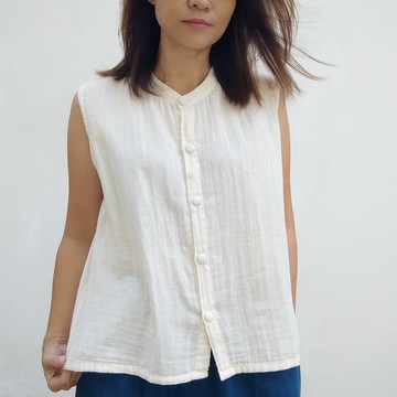 Grace White - 手工棉質紐扣白襯衫