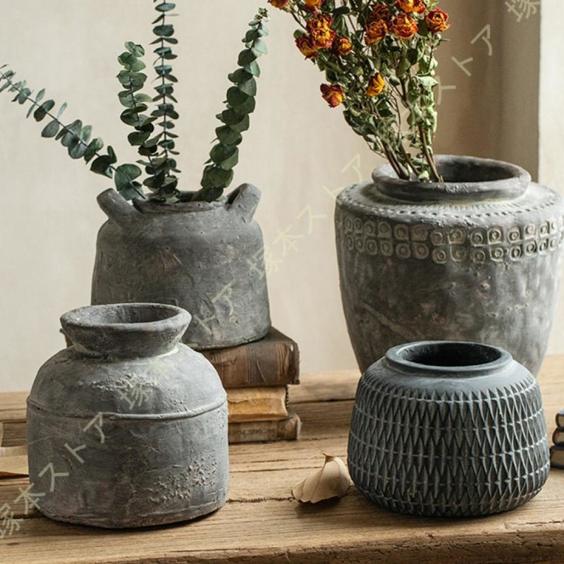 シンプルなコンクリート鉢の盆栽 鉢 コンクリート おしゃれ アンシャルM＜ 24cm 穴あり 植木鉢