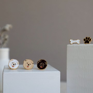 鬆獅犬 Chow Chow  夾式 耳環 生日禮物 寵物飾品 狗狗 紙盒包裝