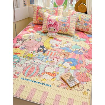 卡通庫洛米KT凱蒂貓乳膠涼席三件套夏季可機洗折疊空調席學生宿舍