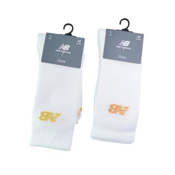 NEW BALANCE 襪子 NB 白 橘黃LOGO 高筒襪 長襪 一入 LAS51291-