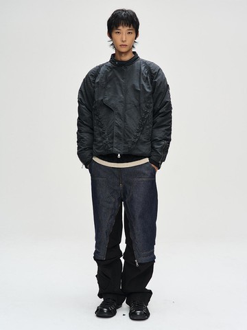 LACE-UP PADDED JUMPER JACKET (awa623m) [ASPHALT]