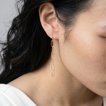 Haute｜14K金雕花鎖鍊耳環