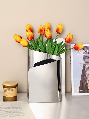 北歐輕奢金屬網紅花瓶擺件客廳插花電視柜玄關餐桌創意裝飾品花器