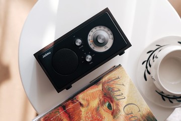 實木無線 藍芽音箱 高音質 桌面音響 復古收音機 黑胡桃木禮