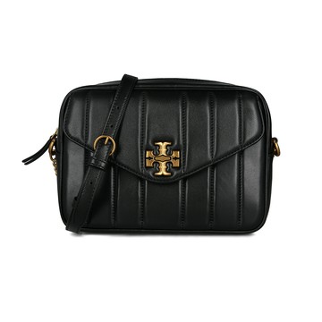 【TORY BURCH】銜縫皮革相機包-黑色