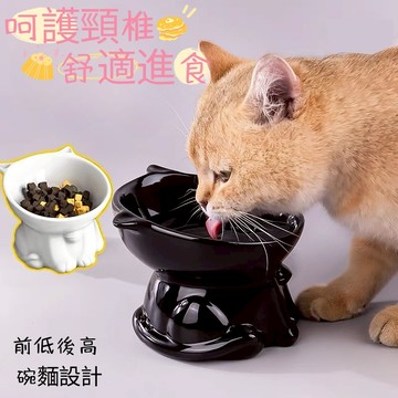 🐾萌寵🐾貓咪造型 黑色貓碗 寵物碗 貓咪水碗 飼料碗  貓碗架 護頸碗 斜口碗 寵物碗