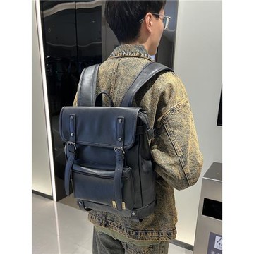 潮牌皮質男士雙肩包大容量旅行包背包學生書包休閑潮電腦包男女包