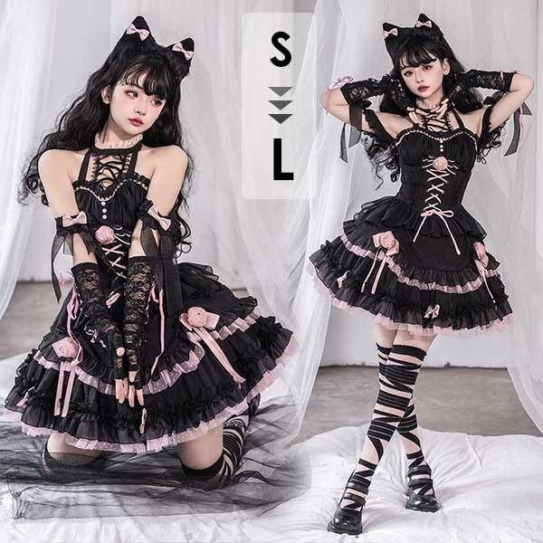 ステージ衣装 アイドル服 ロリータ ミニ丈 ワンピース フルセット