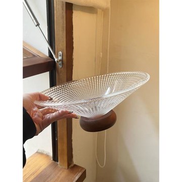 CMYD 沉浸在被食物治愈的冬天 小眾玻璃斗笠果盤高腳中秋水果托盤