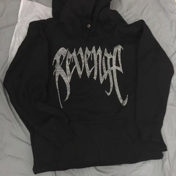 Revenge風格衛衣帽衫XXX同款高街Hoodie水鉆 燙鉆寬松男龍骨煙霧