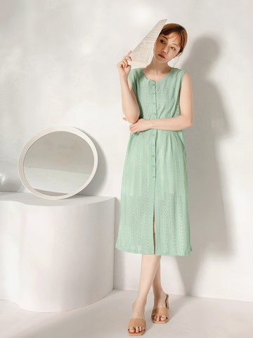 2WAY兩面穿圓領鏤空蕾絲無袖罩衫