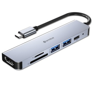 iamdue 6合1 USB Type-C 多埠集線器 HDMI 4K MacBook 筆記型電腦 CUH606  1個  銀色