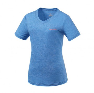 【【蘋果戶外】】山林 41P58 75 藍色 女 排汗V領上衣 短袖上衣 抗UV 吸濕排汗 透氣 快乾 輕量 春夏 Mountneer
