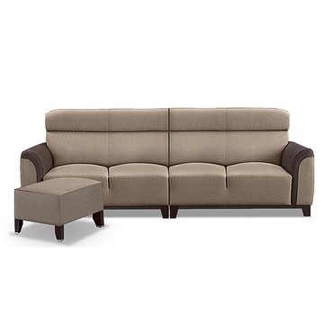 ASSARI-善太郎L型貓抓皮沙發淺咖