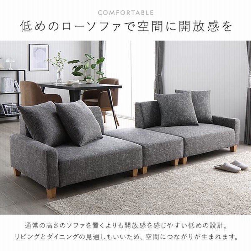 ソファ　ソファー　ローソファ　ソファセット　3人掛け　グレー 楽天市場】ソファ ソファー 3人掛け 4人掛け カウチソファ