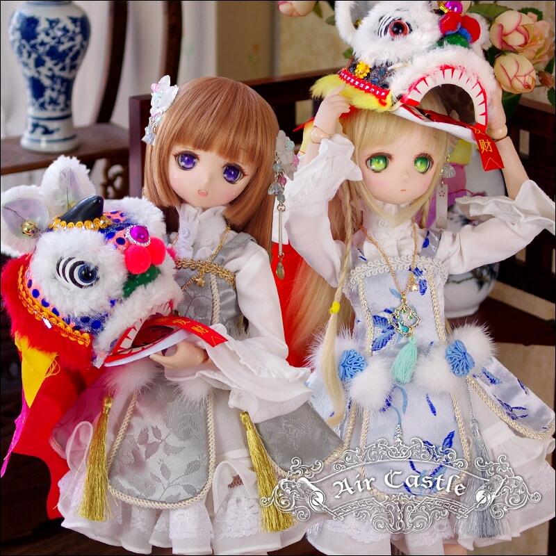 1of4 BJDドール服中華風洋装古着漢服花好月円MDD MSD AirCastle