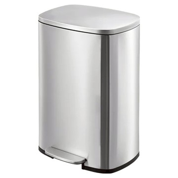 H&K 家居 東京緩降踏式垃圾桶 銀色不鏽鋼 靜音設計 居家清潔好幫手  12L