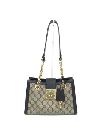 gucci 棕色 Padlock 老花帆布塗層手提包 肩背包 鍊條包