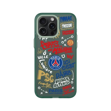 iPhone 15 Pro Max Clear 憂墨綠 - PSG - Paris Saint-Germain - 塗鴉風