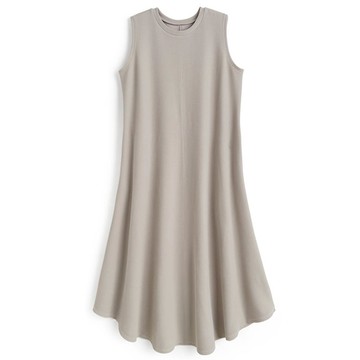 日本 GRL - 纖細紋理休閒感傘狀無袖洋裝-灰杏 (F)