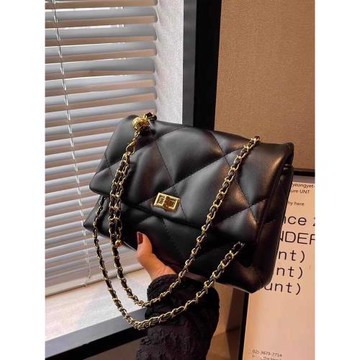 香港專柜高級感真皮包包女2025新款時尚斜挎腋下包輕奢菱格鏈條包