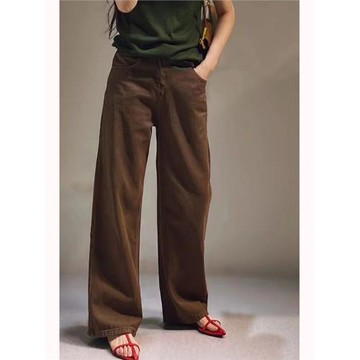 美拉德穿搭闊腿休閑褲女春季2026年新款高腰寬松顯瘦垂感直筒褲子