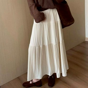 秋冬高腰蛋糕裙 多層次蛋糕長裙 溫柔風蛋糕裙 鬆緊腰 蛋糕裙 蛋糕長裙 超長裙 a字裙 飄逸傘狀長裙 半身裙
