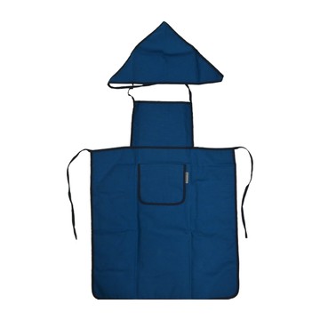 Bebe Chouette 兒童款 牛津布圍裙組 圍裙+頭巾+袖套 深藍色 100%棉  XL