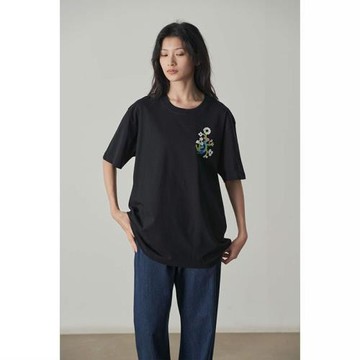 趣味短袖T恤女色彩小花oversize夏季寬松ins歐美街頭潮流情侶半袖