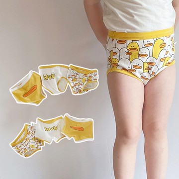 (3件一組) 雙色小鴨滾邊薄棉內褲 男童 三角褲 平角內褲 四角褲 男童 女童 童裝 兒童【p0061235944692